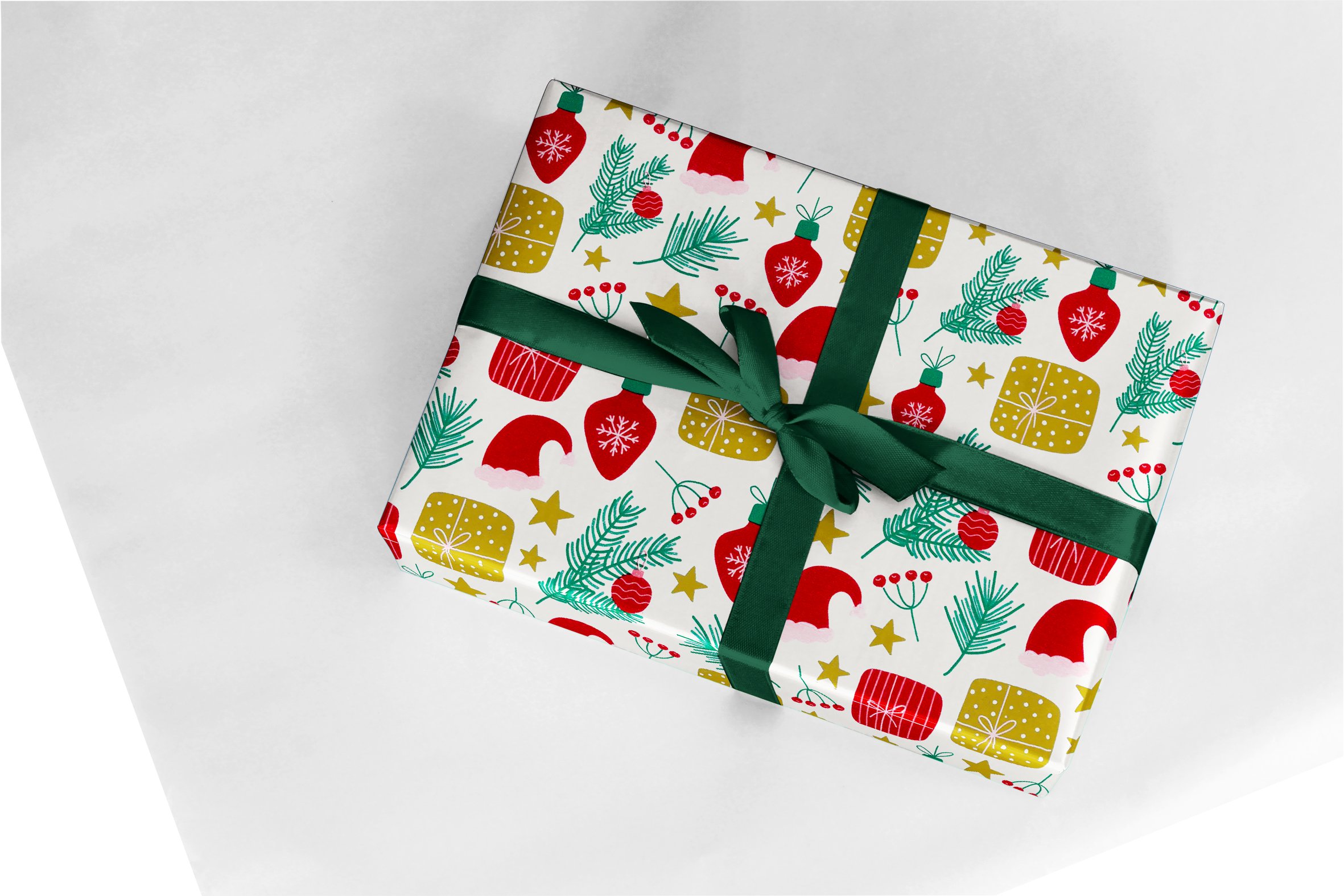 50cm x 100M SANTA HAT & GIFTS WRAPPED
